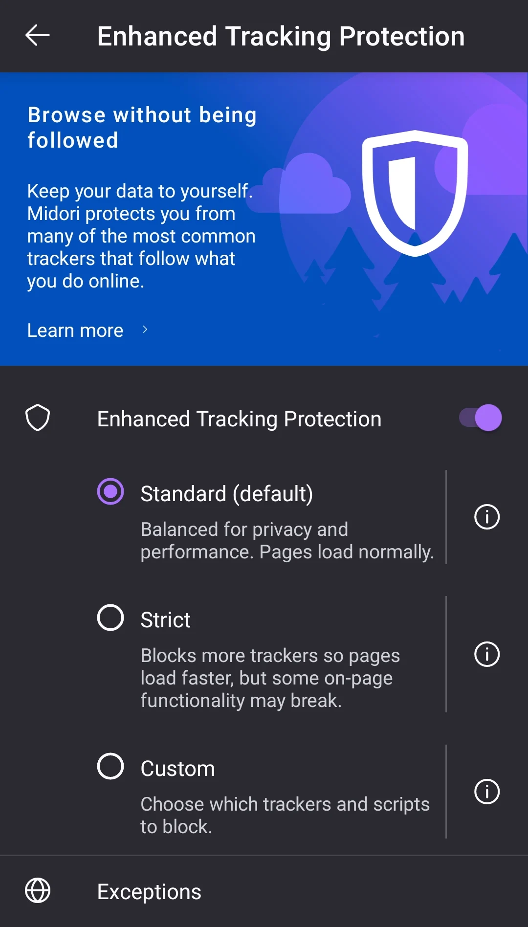 Midori Tracking Protection