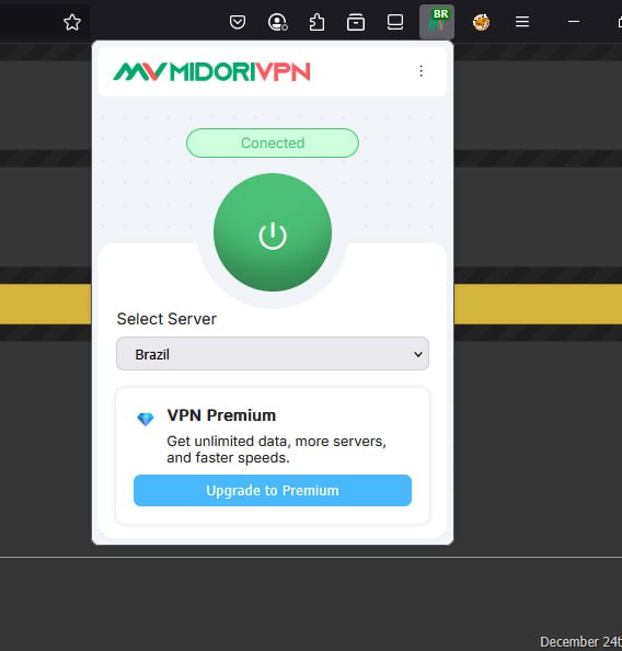 MidoriVPN en el navegador Midori