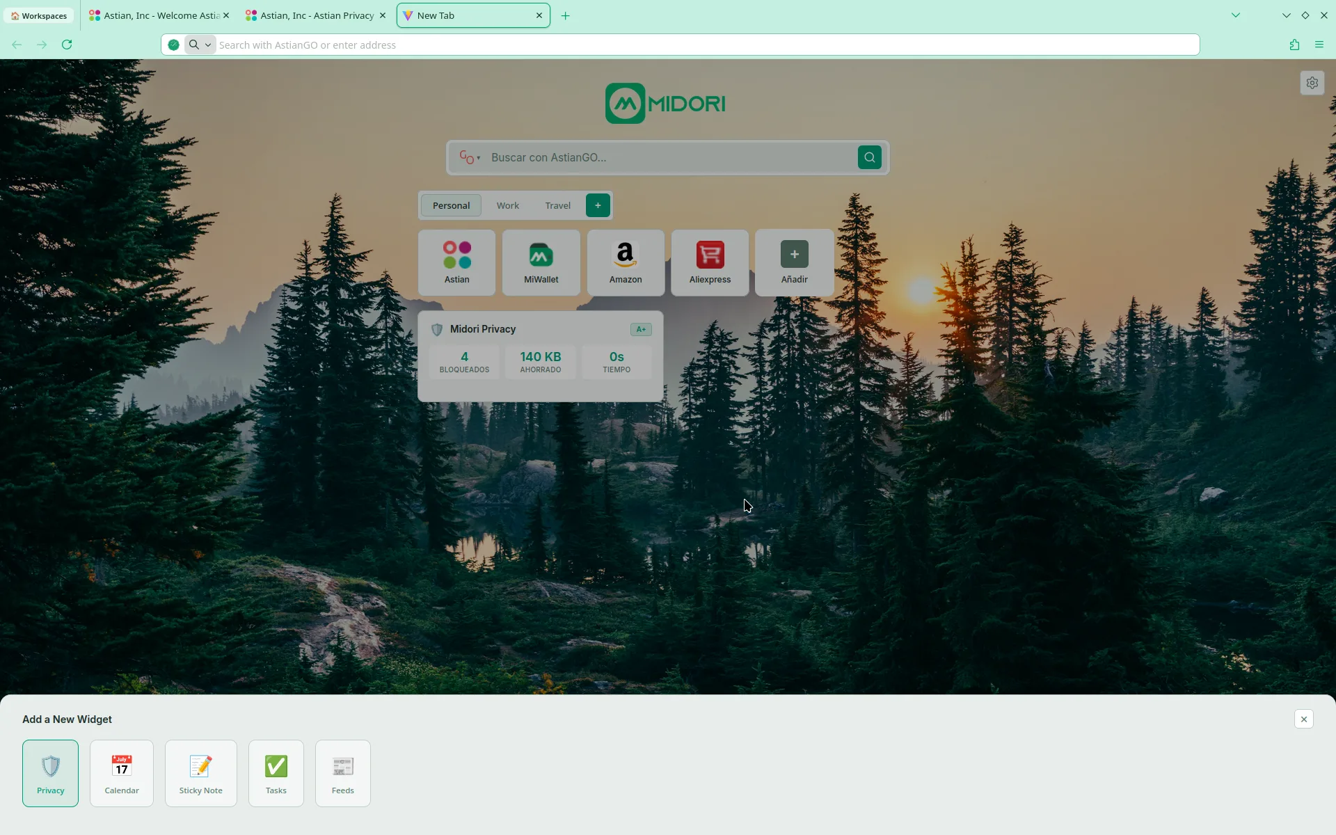 Midori Browser new tab 11.6.4