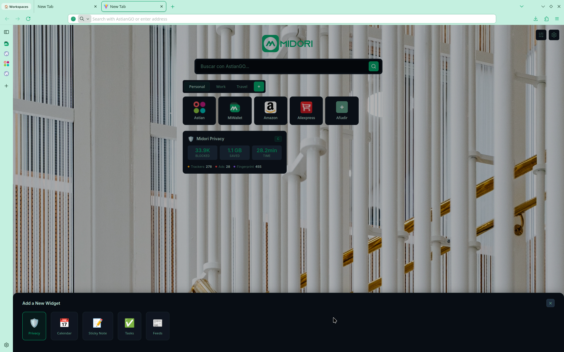 More improvements, more Midori Browser 11.6.5 5 Midori Browser with New Tab and widget