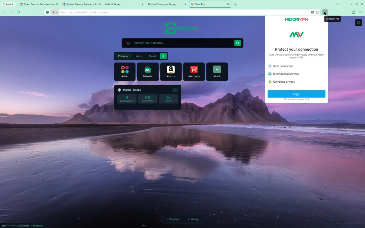 Awesome!!! Midori 11.7 with VPN has arrived