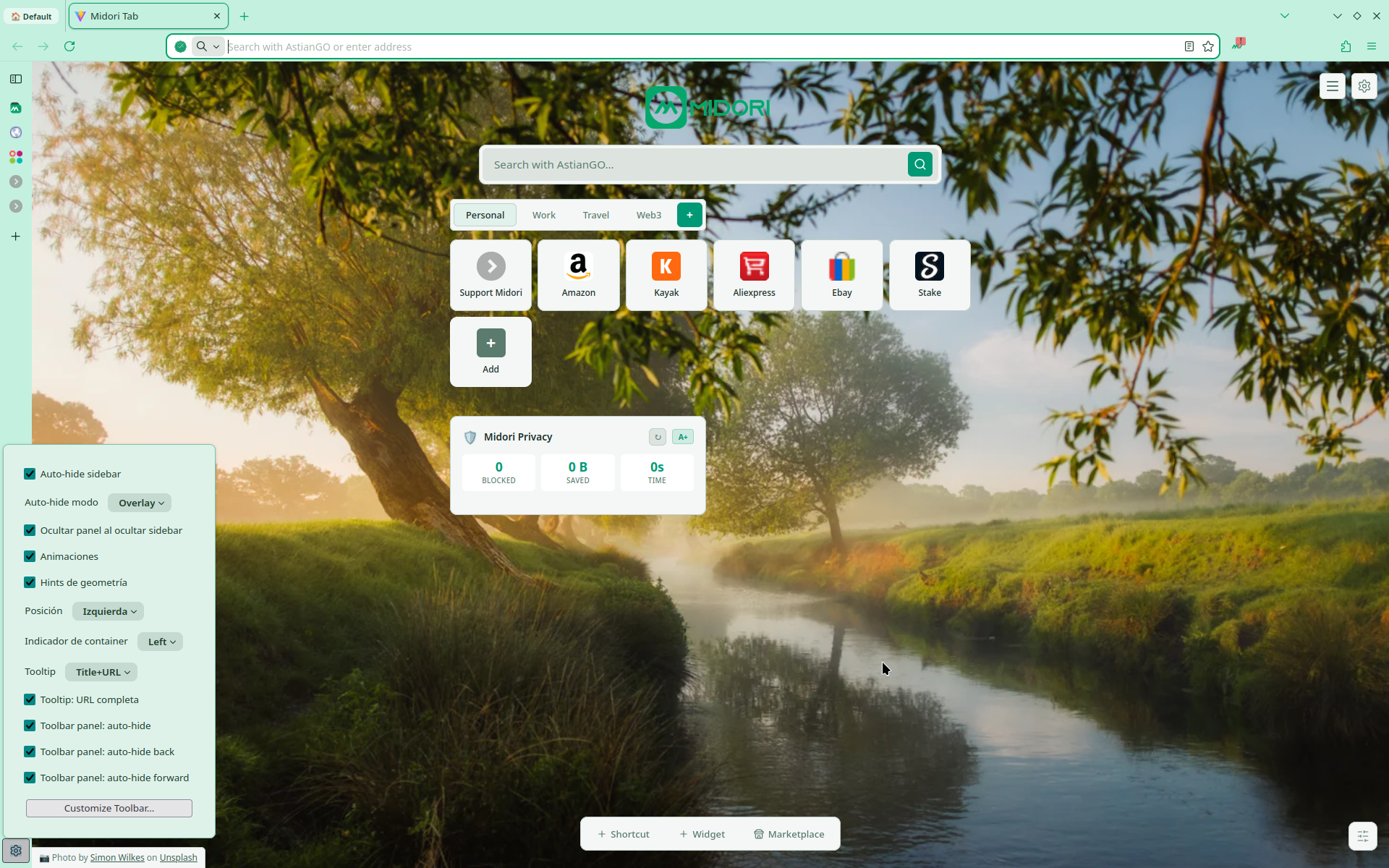 Midori 11.8 Sidebar improvements