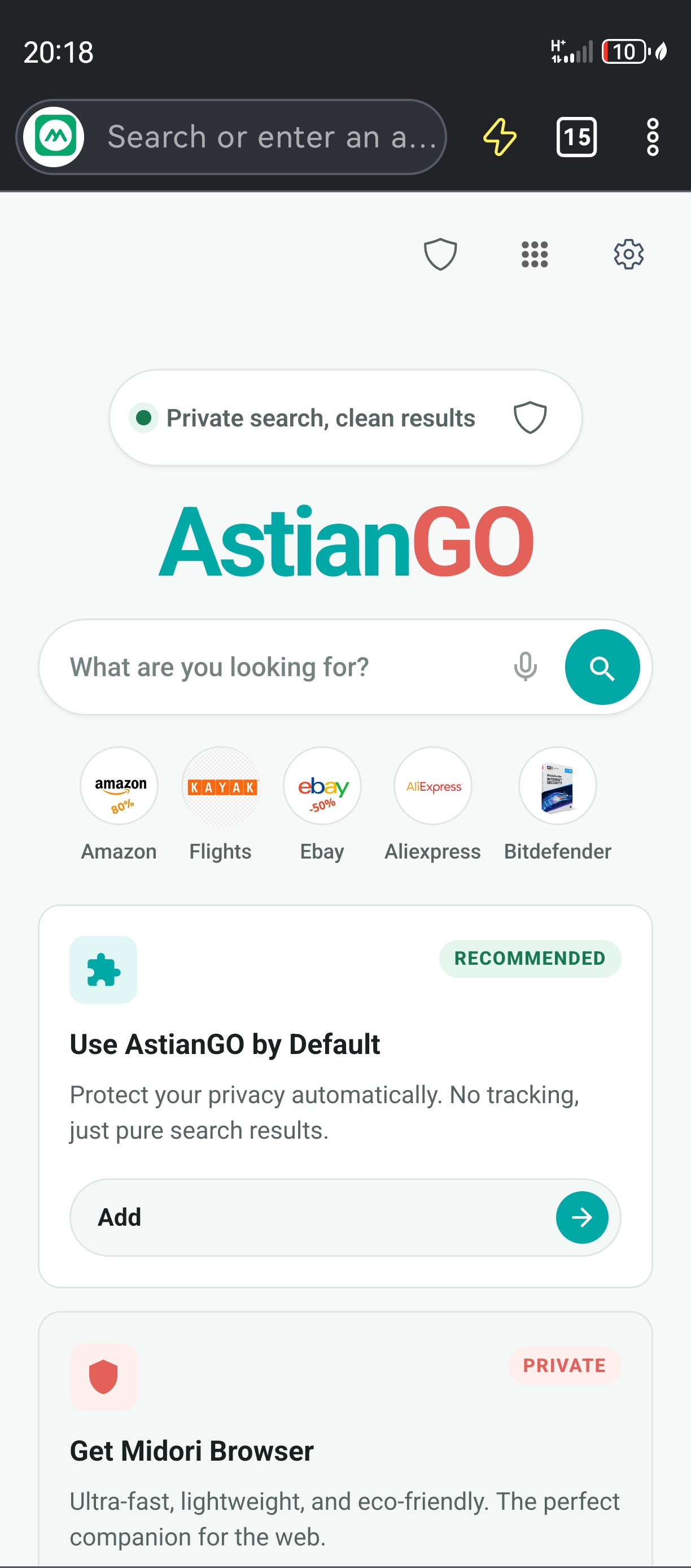 Midori Browser en Android